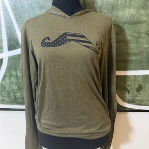 Stylish Olive Mustache Graphic Hoodie